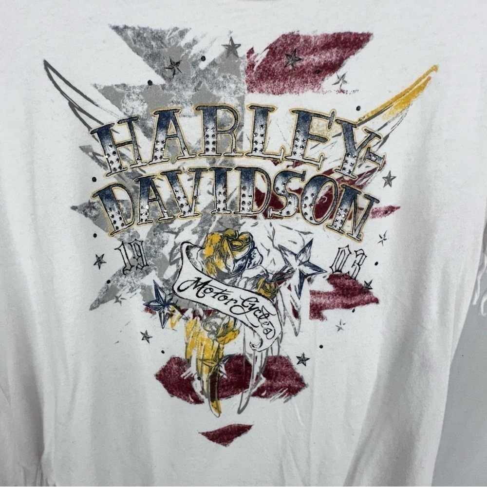 Harley Davidson Women’s Fringe White T Shirt Size M - Picture 5 of 6